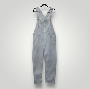We The Free Ziggy Denim Overalls Womens L Beige Slouchy Non Stretch Straight Leg